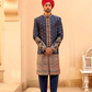 Designer Couple Outfit in Blue Kurta Skirt and Men Indowestern Kurta - LaVante Fashion