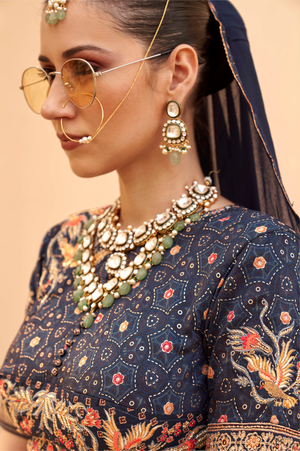 Designer Couple Outfit in Blue Kurta Skirt and Men Indowestern Kurta - LaVante Fashion