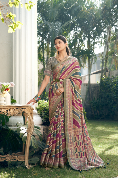 Pure Viscose Georgette Saree with Burnout Fancy Design