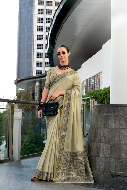 Linen Tissue Silk Saree with Elegant Sheen - LaVante Fashion