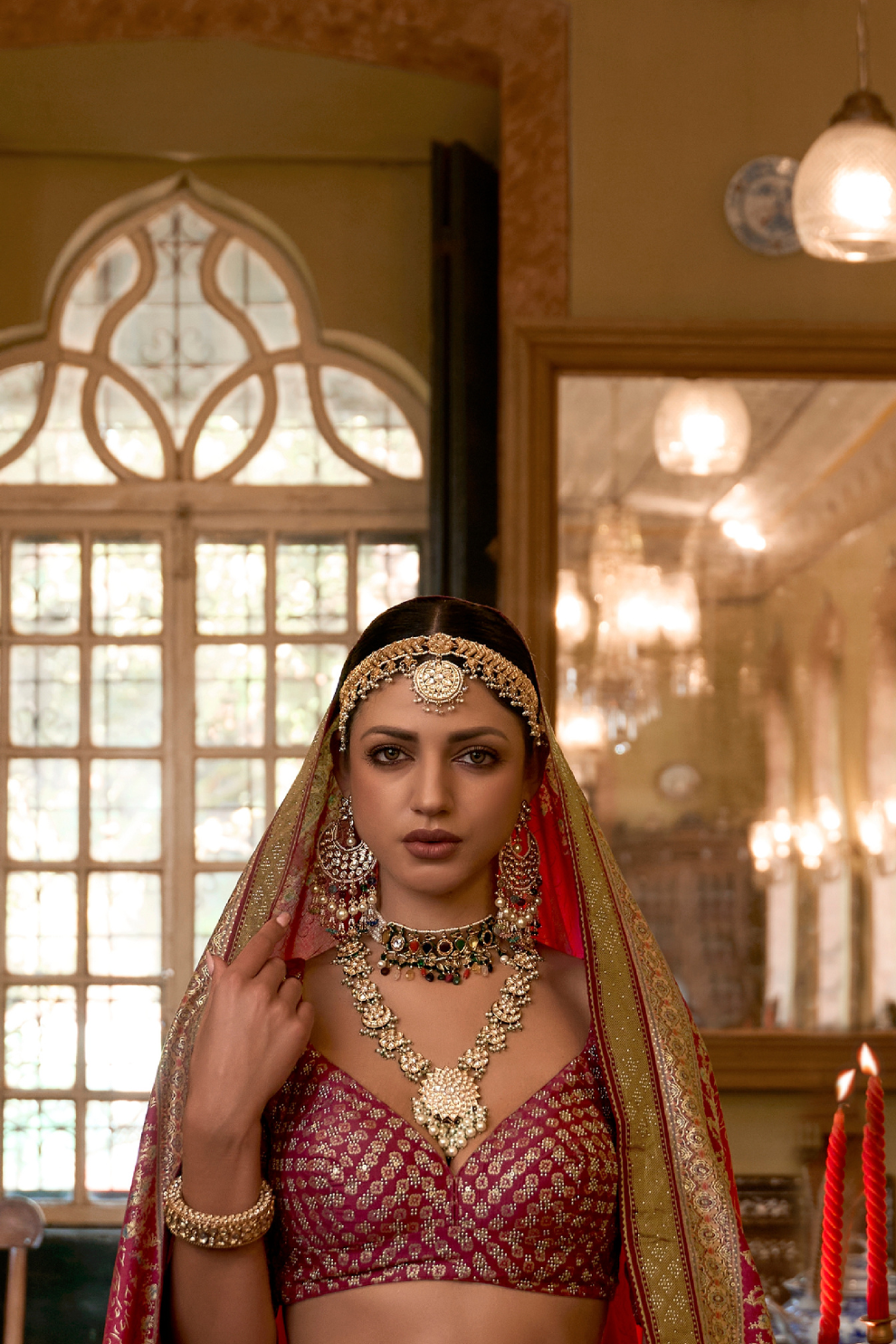 Radiant Orange & Pink Rajwadi Silk Lehenga With Mirror - LaVante Fashion