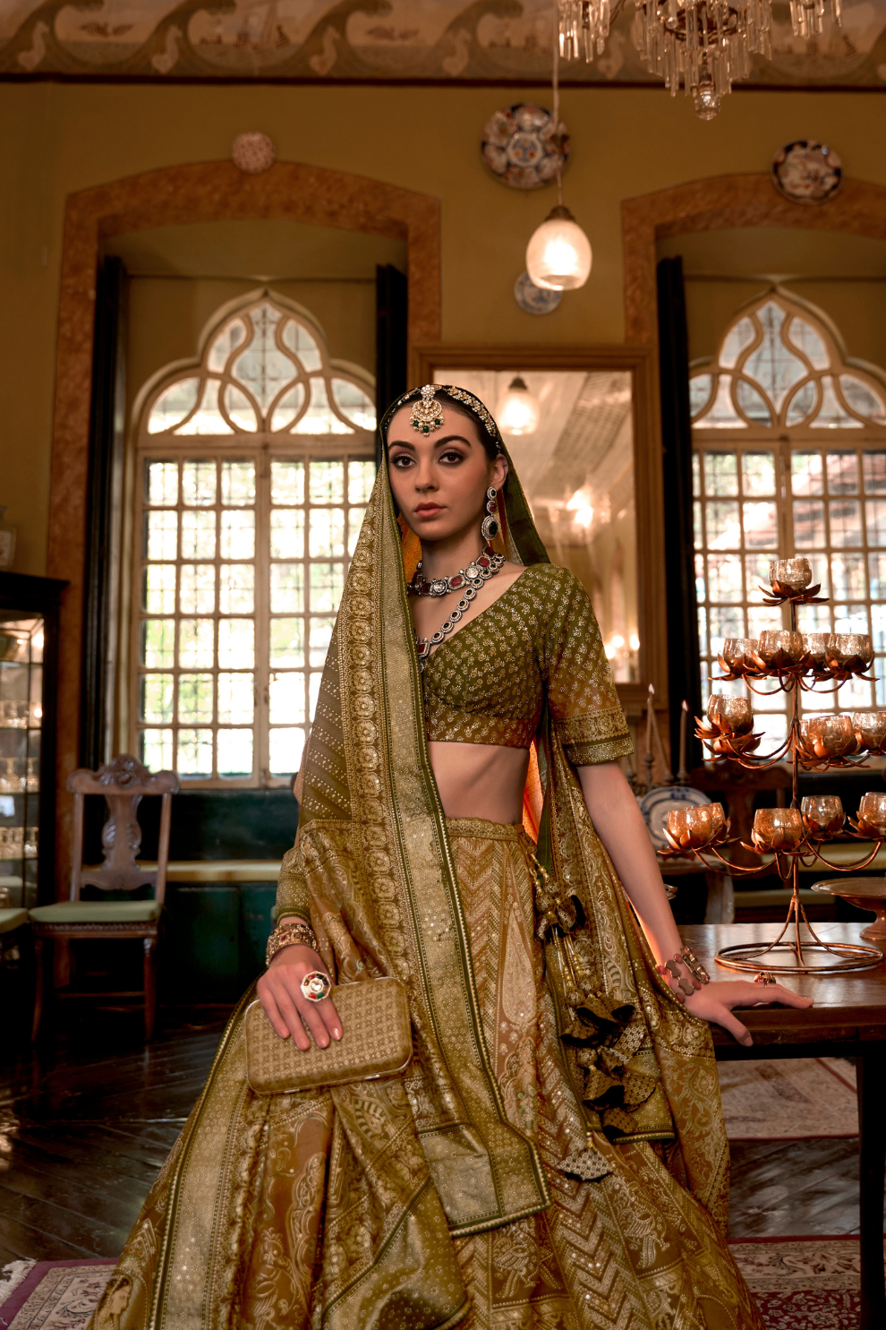 Elegant Woodbine Green Designer Silk Lehenga - LaVante Fashion