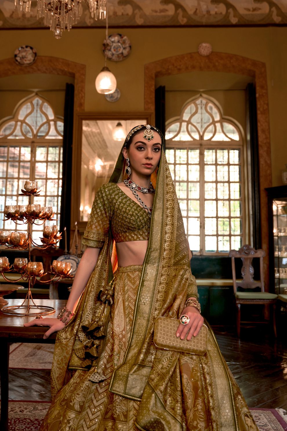 Elegant Woodbine Green Designer Silk Lehenga - LaVante Fashion