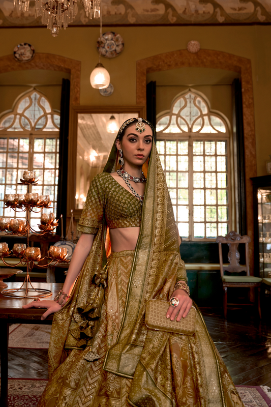 Elegant Woodbine Green Designer Silk Lehenga - LaVante Fashion