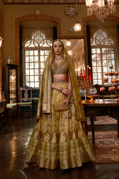 Graceful Olive Green Silk Lehenga For Brides - LaVante Fashion