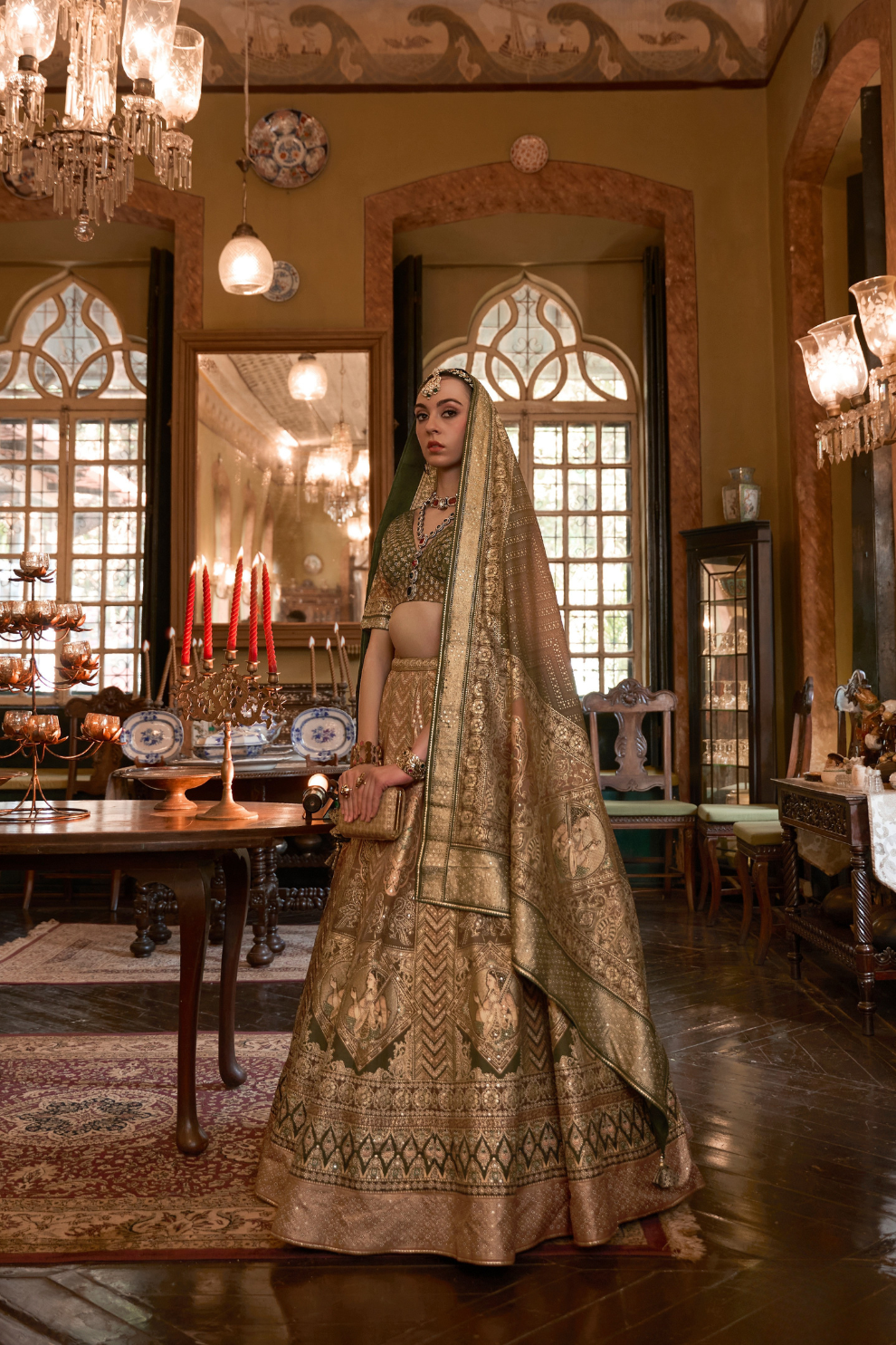 Elegant Woodbine Green Designer Silk Lehenga - LaVante Fashion