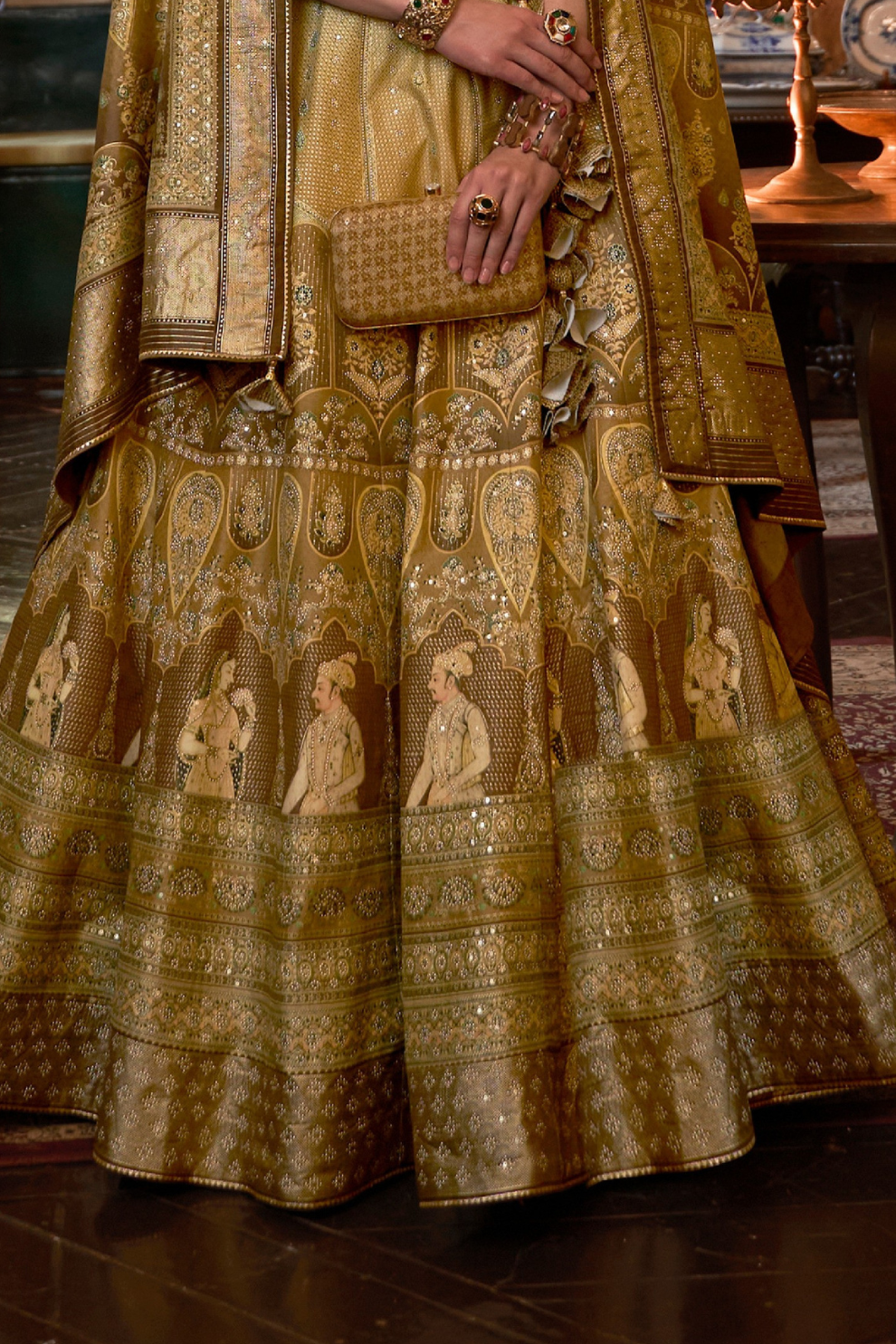 Graceful Olive Green Silk Lehenga For Brides - LaVante Fashion