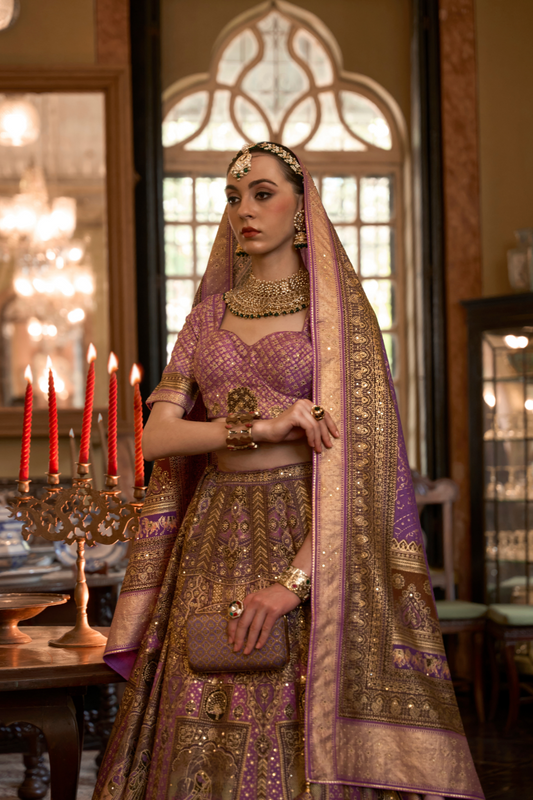 Lavish Purple Zari Work Lehenga Choli In Pure Silk - LaVante Fashion
