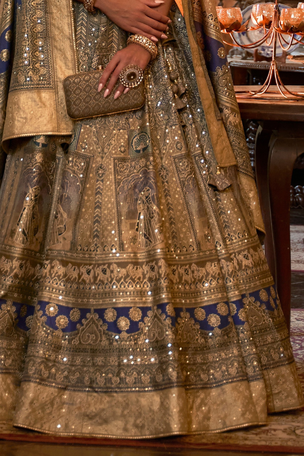 Royal Gold Pure Silk Lehenga Choli With Zari Work - LaVante Fashion