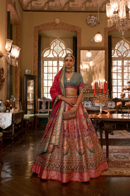 Red Sparkle Embellished Bridal Lehenga Choli - LaVante Fashion