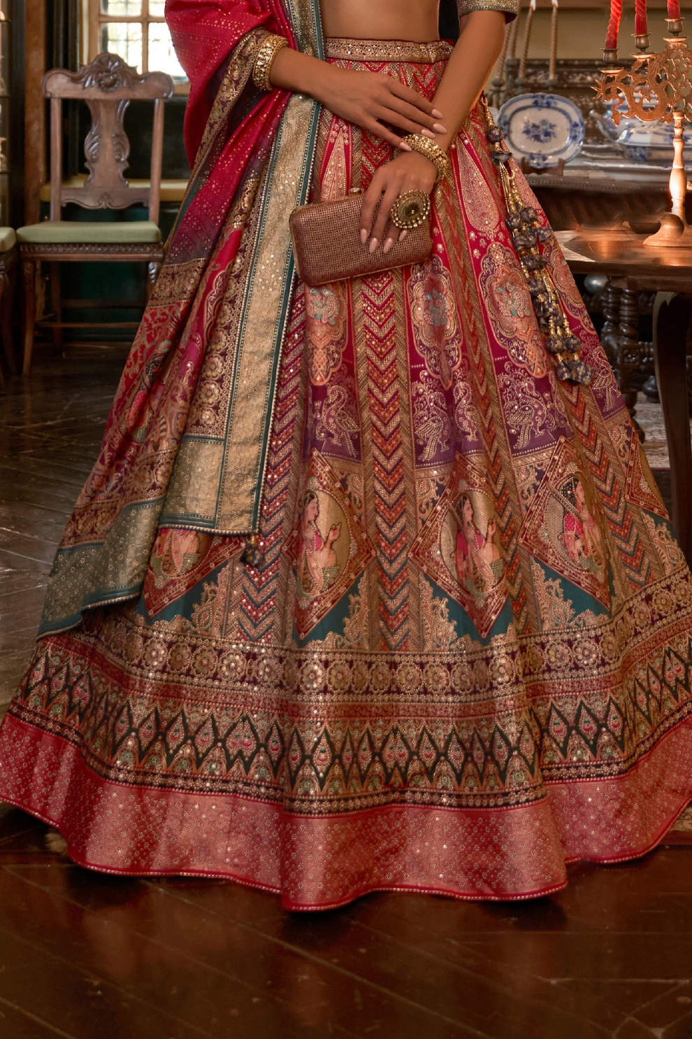 Red Sparkle Embellished Bridal Lehenga Choli - LaVante Fashion