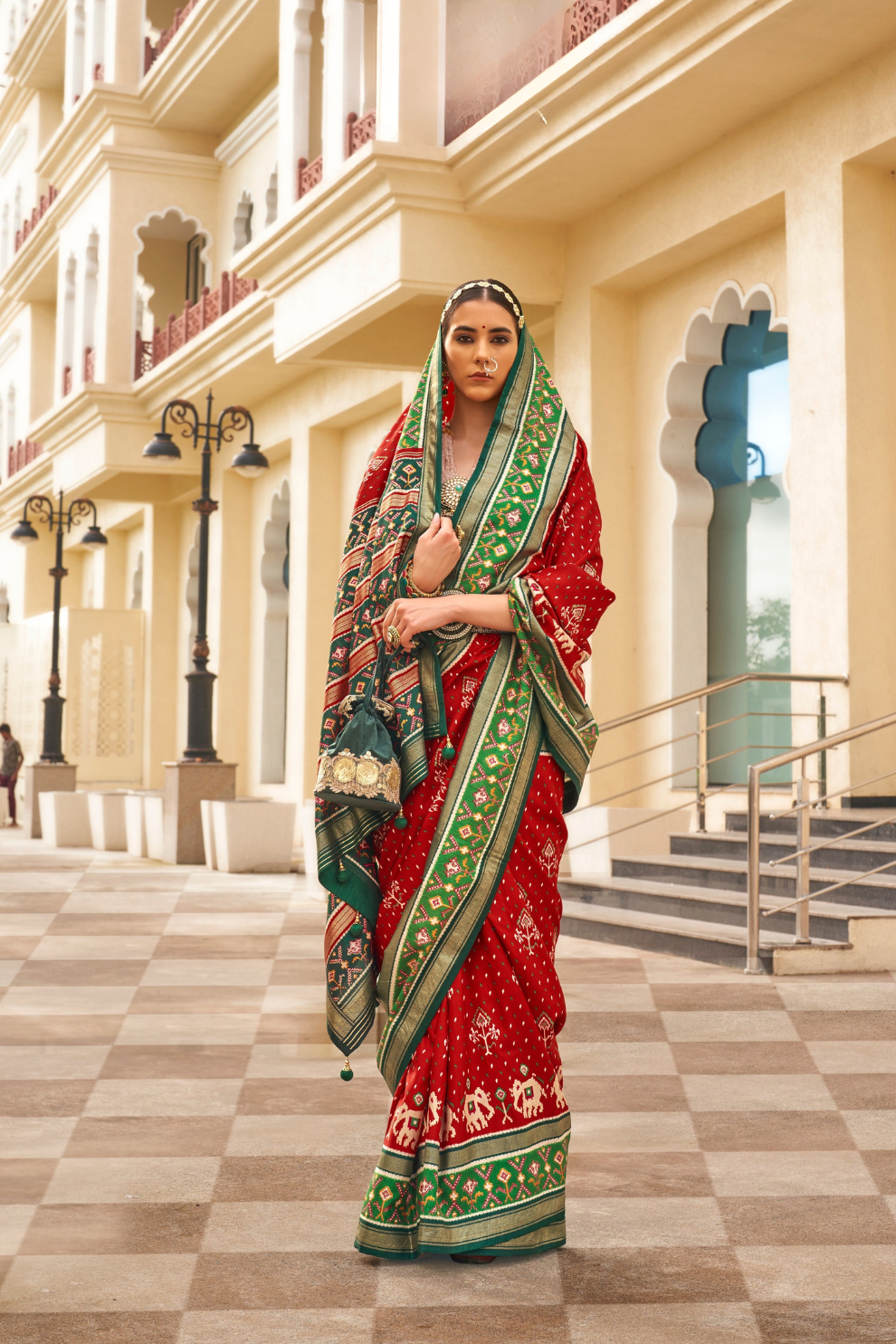 Traditional Patola Silk Saree for Weddings with Matching Blouse