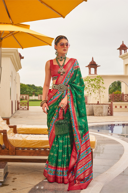 Traditional Patola Print Saree in Sigma Silk Blend Fabric