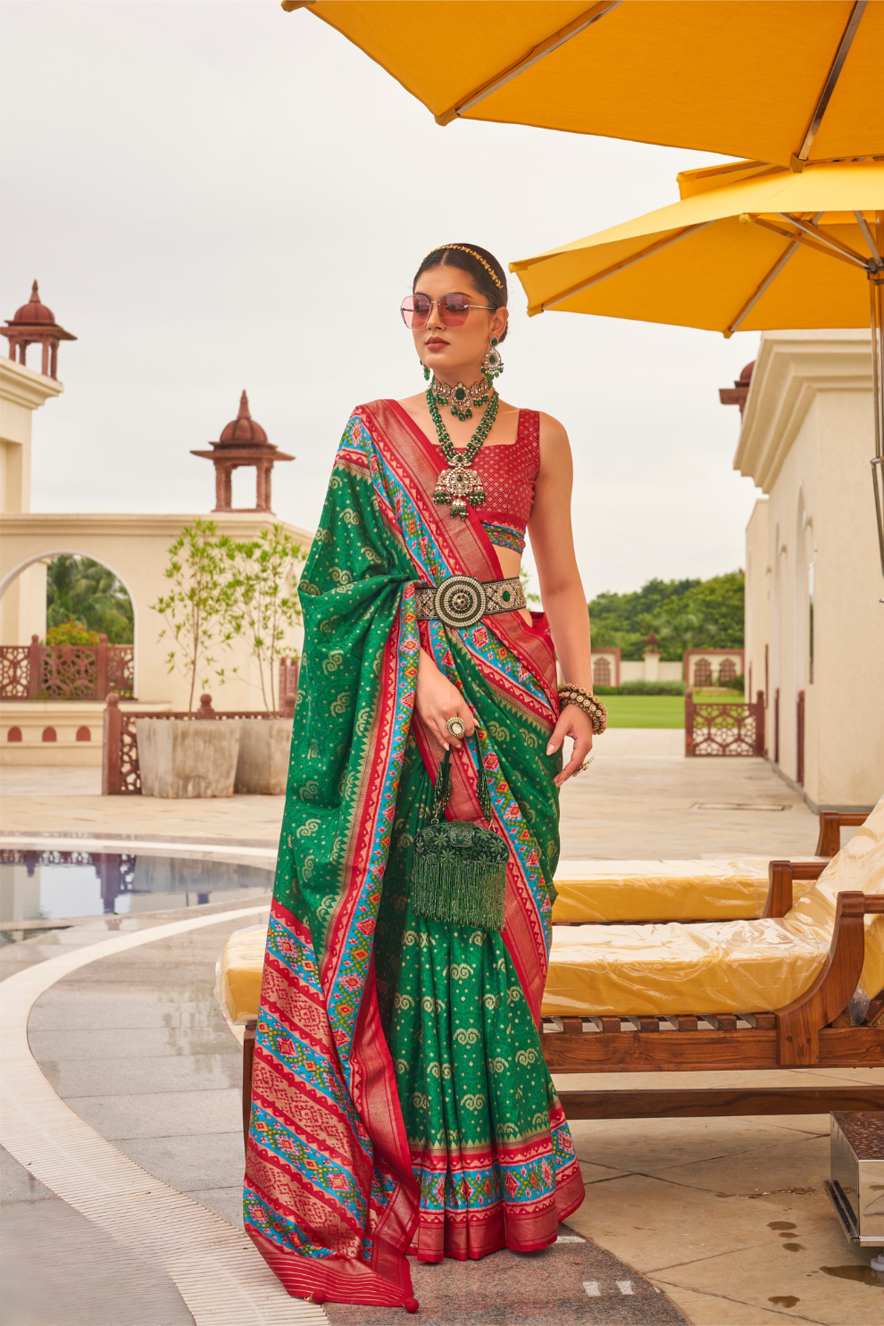 Traditional Patola Print Saree in Sigma Silk Blend Fabric