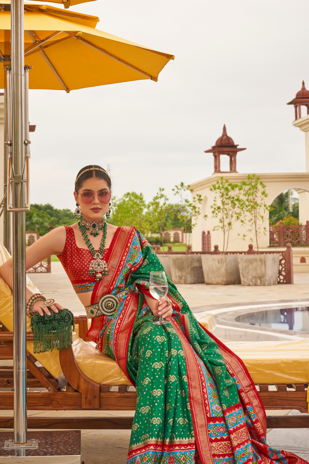 Traditional Patola Print Saree in Sigma Silk Blend Fabric