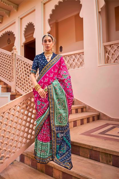 Mercerized Sigma Silk Saree with Traditional Classic and Aqua Finish - LaVante Fashion