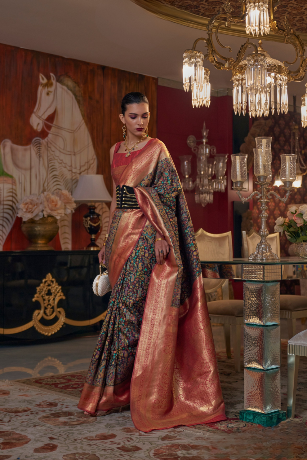 Graceful Gota Handloom Woven Silk Saree with Traditional Detailing