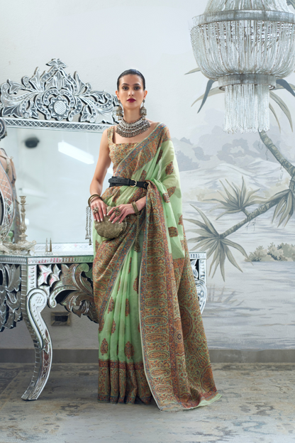 Heavy Modal Saree with Kashmiri Handloom Weaving Elegance