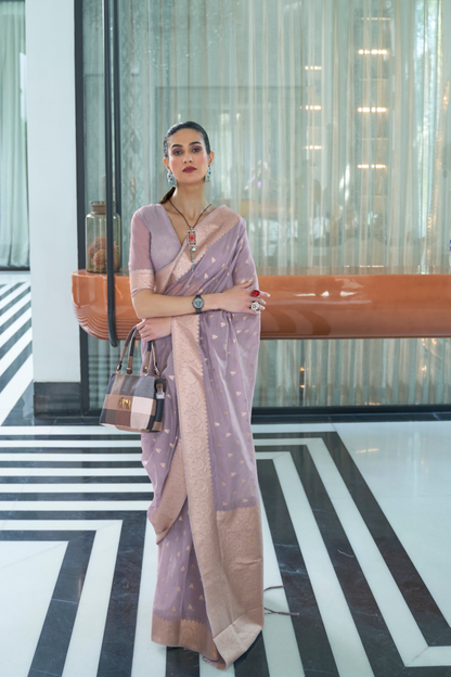 Elegant Mukaish Saree with Traditional Handloom Weaving