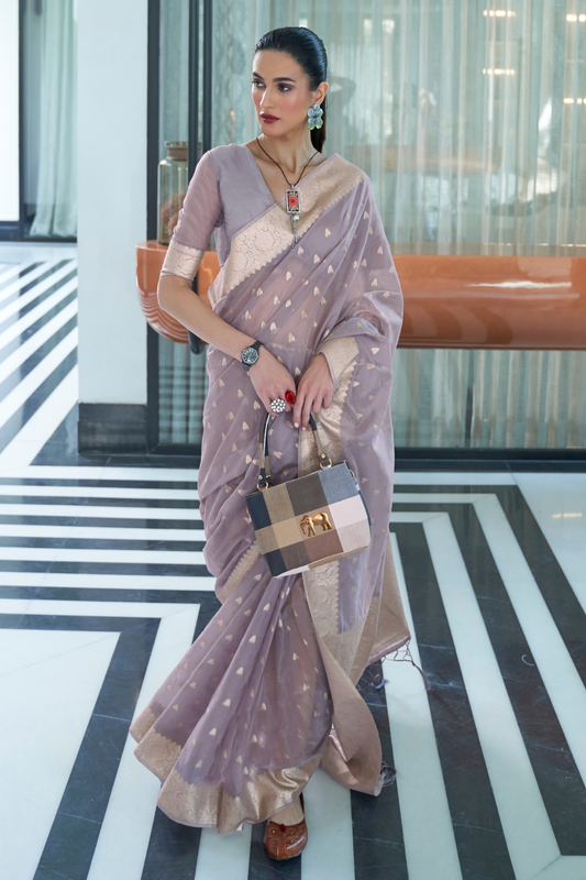 Elegant Mukaish Saree with Traditional Handloom Weaving