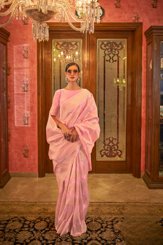 Elegant Pink Modal Silk Saree with Subtle Weaving
