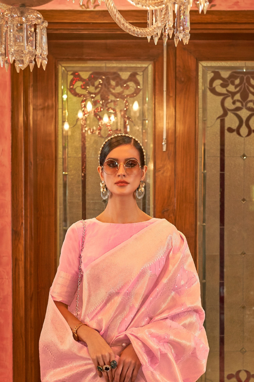 Elegant Pink Modal Silk Saree with Subtle Weaving