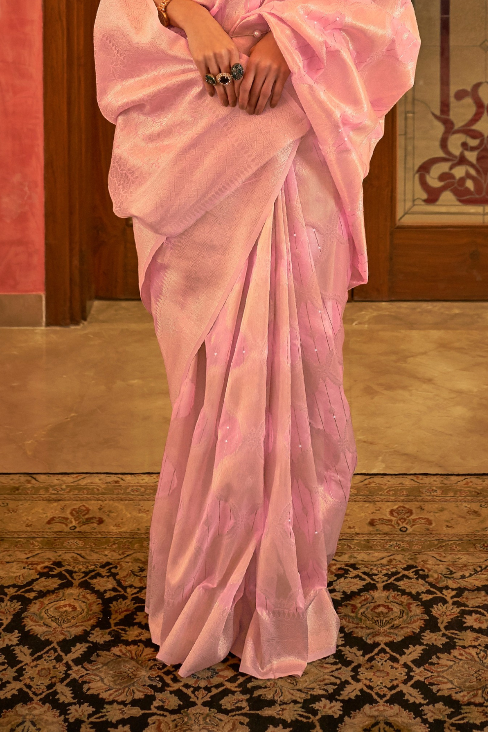 Elegant Pink Modal Silk Saree with Subtle Weaving