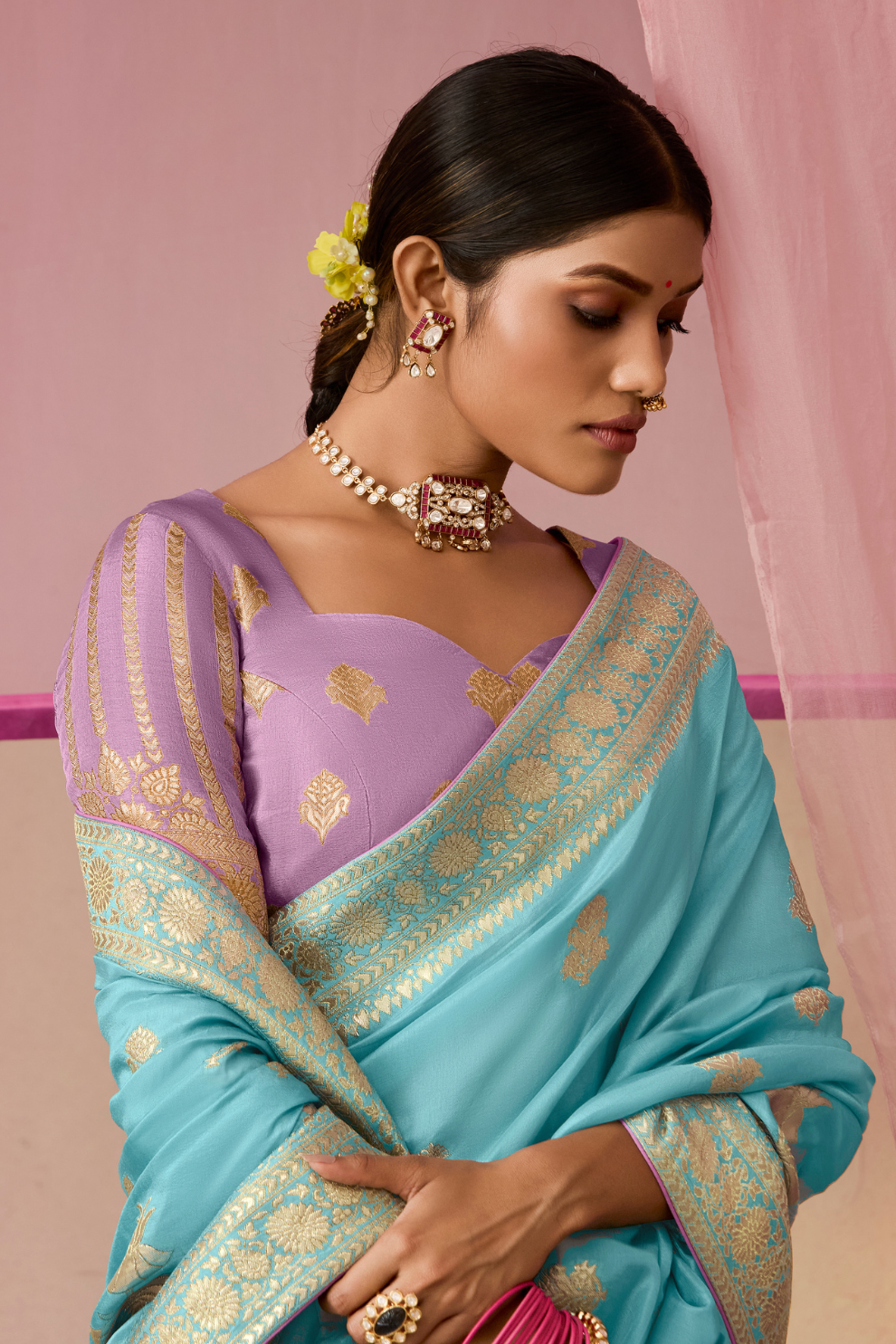 Banarasi Dola Silk Saree with Brocade Blouse Elegance