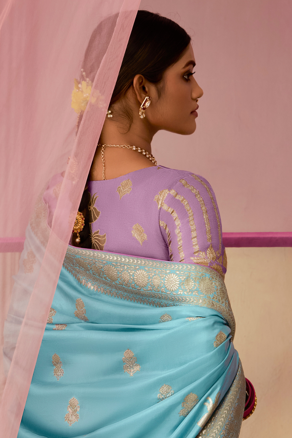 Banarasi Dola Silk Saree with Brocade Blouse Elegance