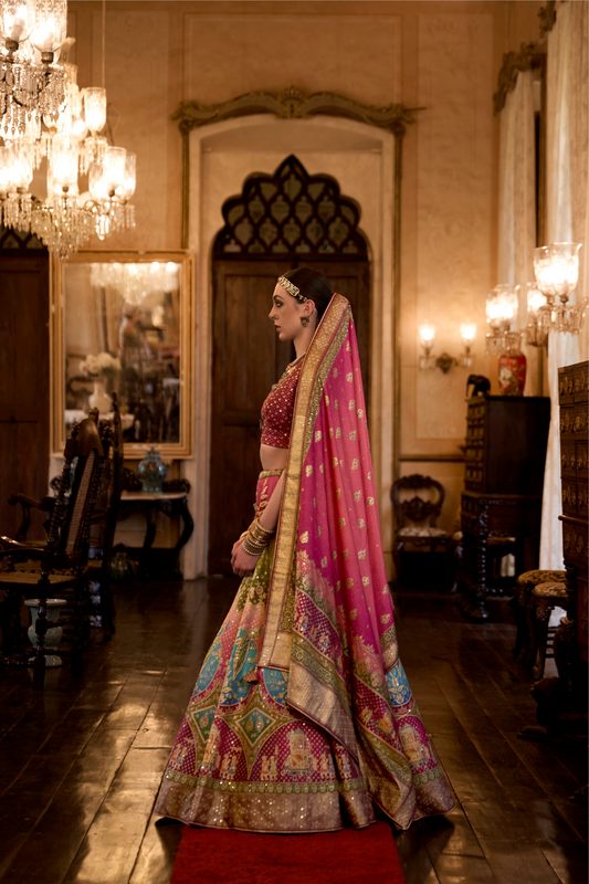 Sparkle Silk Lehenga in Rani Pink - LaVante Fashion