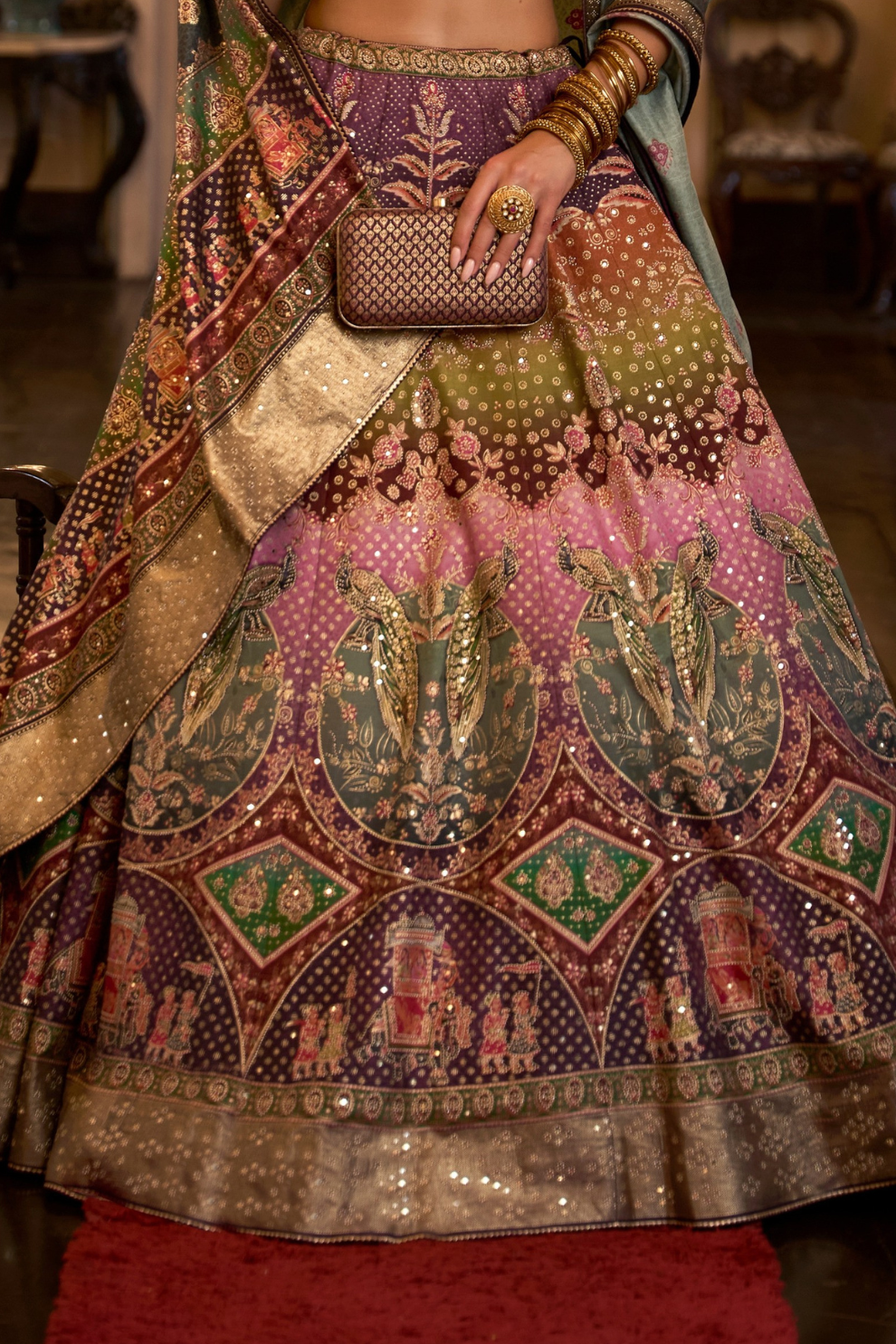 Magenta Graceful Rajwadi Bridal Lehenga - LaVante Fashion