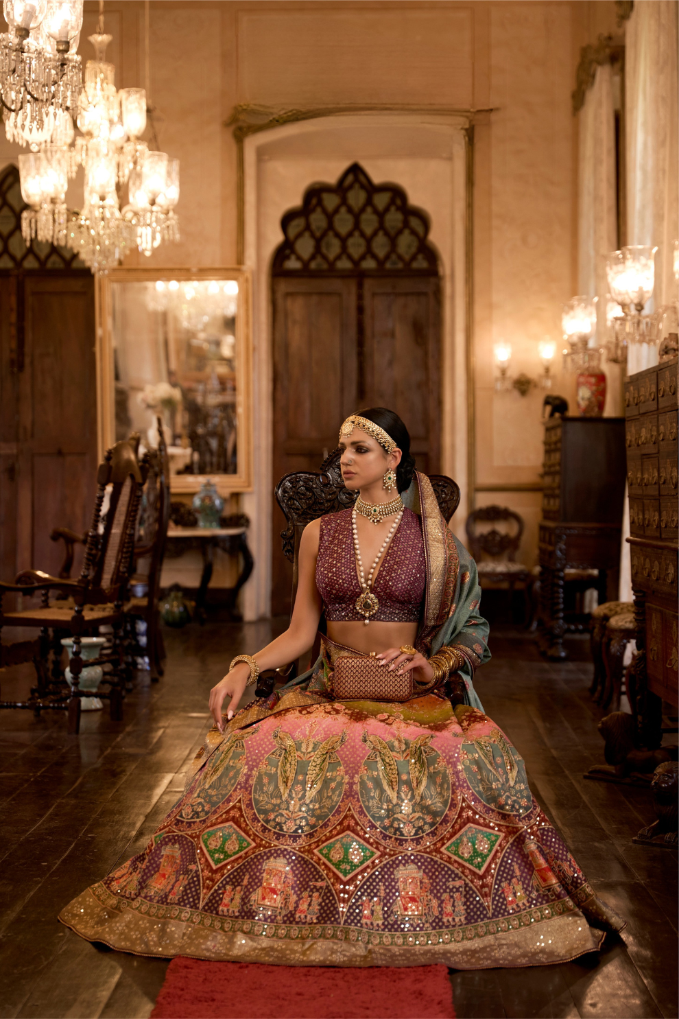 Magenta Graceful Rajwadi Bridal Lehenga - LaVante Fashion