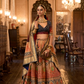 Vibrant Orange & Navy Silk Lehenga Choli - LaVante Fashion
