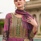 Purple Floral Printed Anarkali Gown In Premium Silk