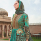 Blue Floral Printed Anarkali Gown In Premium Silk