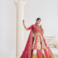Multicolour Designer Bridal Lehenga with Banarasi Mosaic Weaving and Scallop Detailing