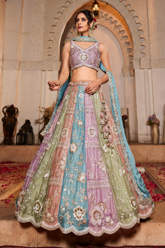 Traditional Georgette Lehenga Choli Set with All-Over Sequins Embroidery