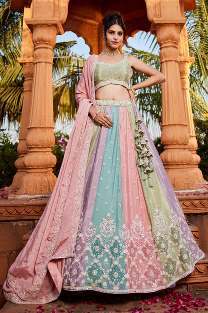 Designer Chiffon Lehenga Choli Set with Shimmering Sequins Work