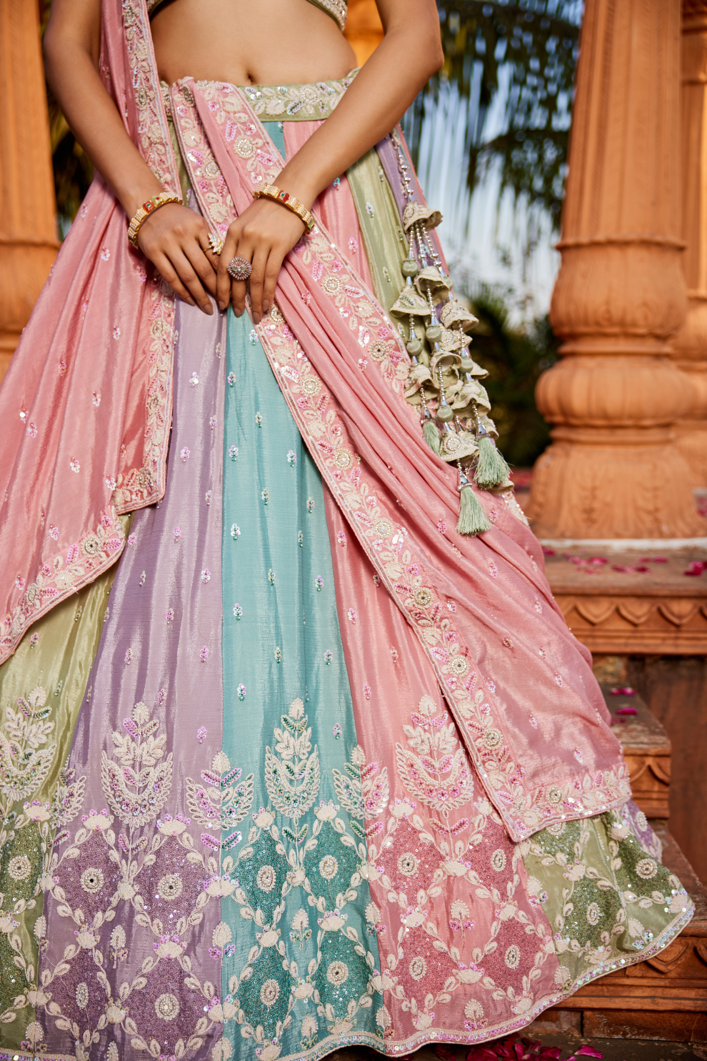 Designer Chiffon Lehenga Choli Set with Shimmering Sequins Work