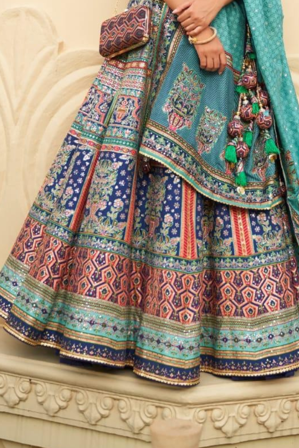 Deep Blue Dream silk lehenga choli with detailed embroidery - LaVante Fashion