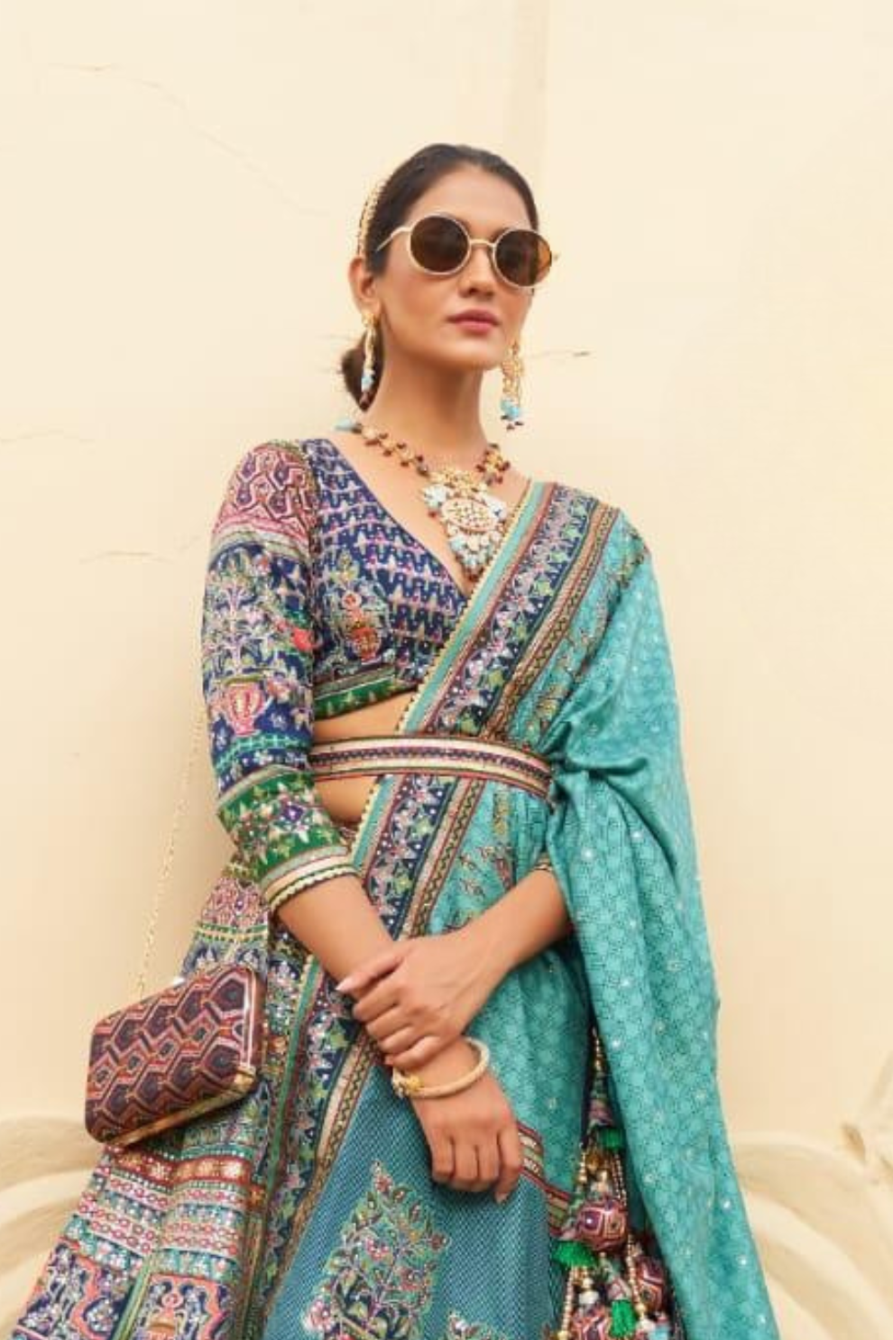 Deep Blue Dream silk lehenga choli with detailed embroidery - LaVante Fashion