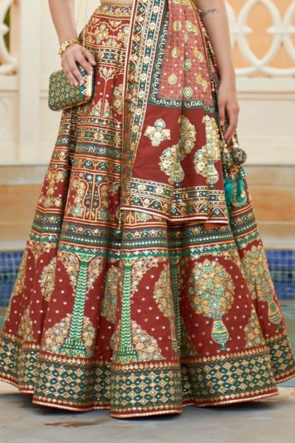 Dark brown silk lehenga choli with elegant embroidery - LaVante Fashion