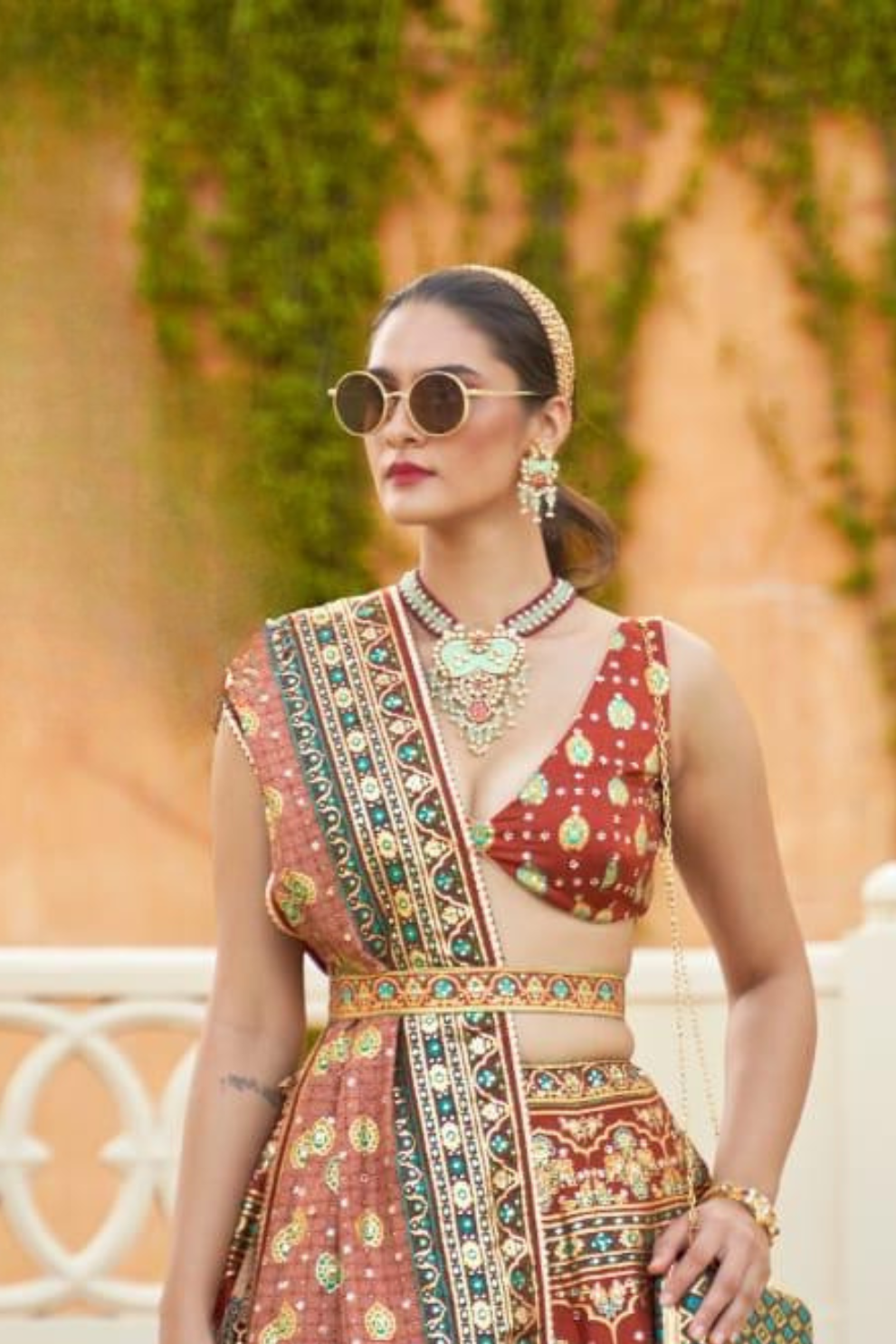 Dark brown silk lehenga choli with elegant embroidery - LaVante Fashion