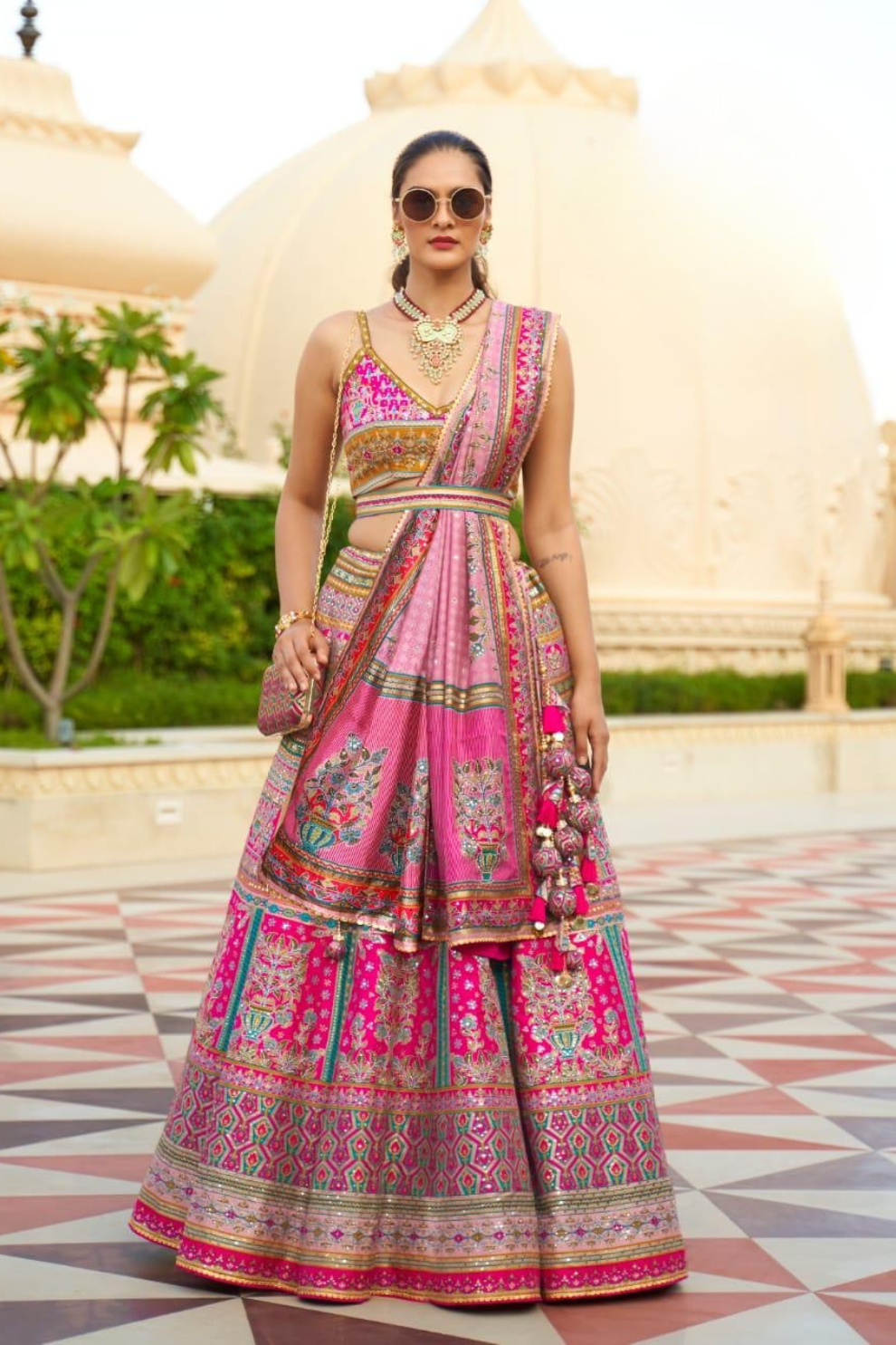Rose Quartz Sparkle Lehenga Choli with Shimmering - LaVante Fashion