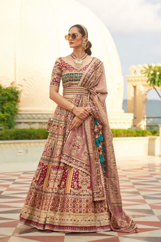 Rosy Radiance printed silk ensemble with subtle charm - LaVante Fashion