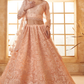 Peach Designer Net Lehenga Choli With Intricate Embroidery