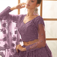 Designer Purple Embroidered Net Lehenga Choli Set With Dupatta