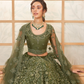 Vibrant Olive Green Mehendi Wear Lehenga Choli In Designer Net