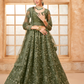Vibrant Olive Green Mehendi Wear Lehenga Choli In Designer Net
