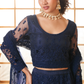 Festive Navy Blue Stone-Studded Net Lehenga Skirt